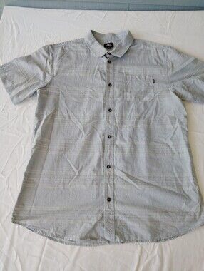 Vintage O'Neill Casual Light Blue Stipe Short-Sleeve Button-Up Shirt Coastal